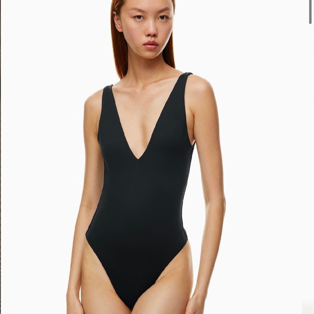 Attia’s Barton V-Neck Thong Bodysuit Black Small